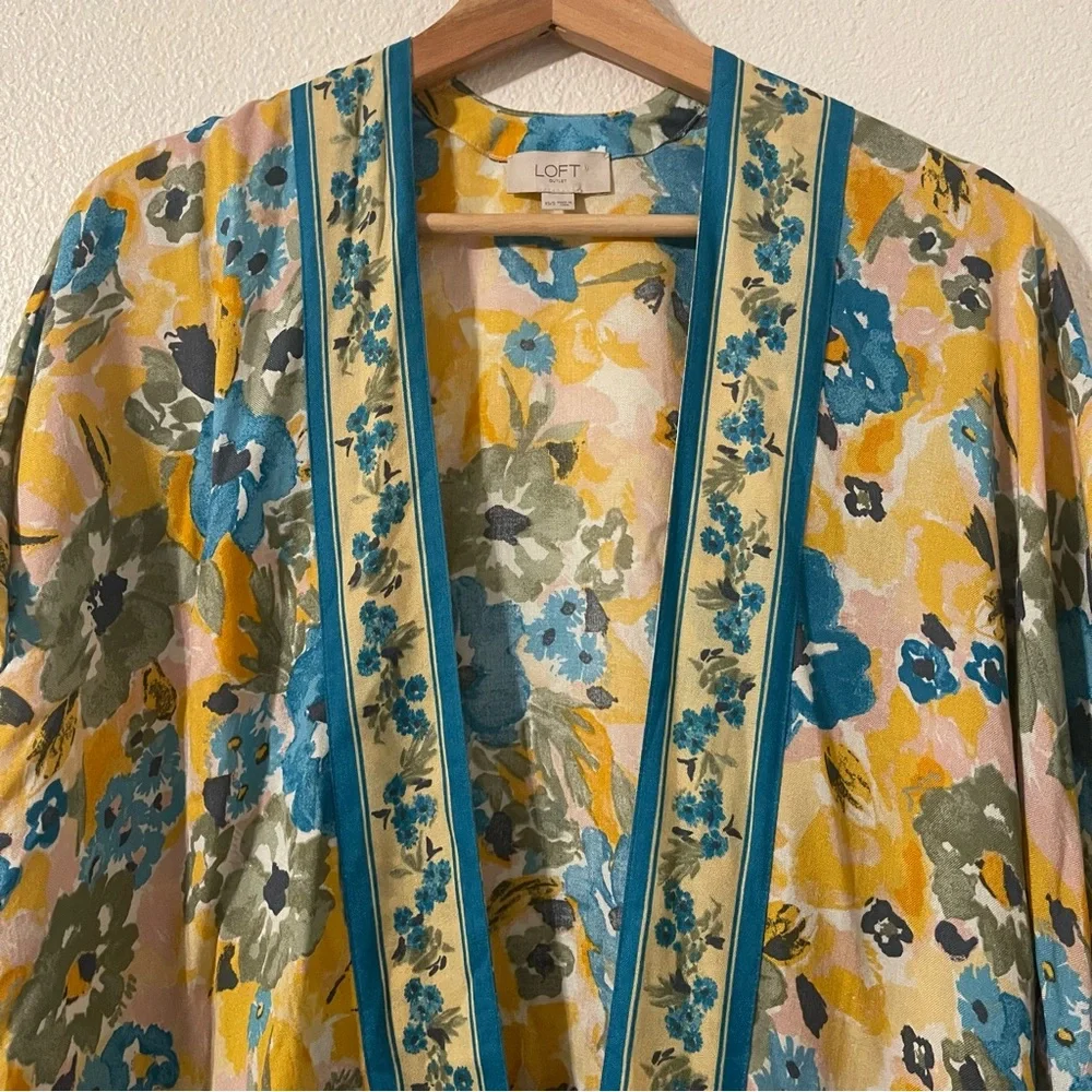 LOFT Floral Cardigan Coverup Kimono One size